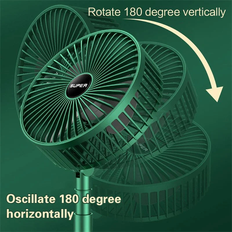 Portable Rechargeable Table Fan  | 3 Speeds Adjustable Height