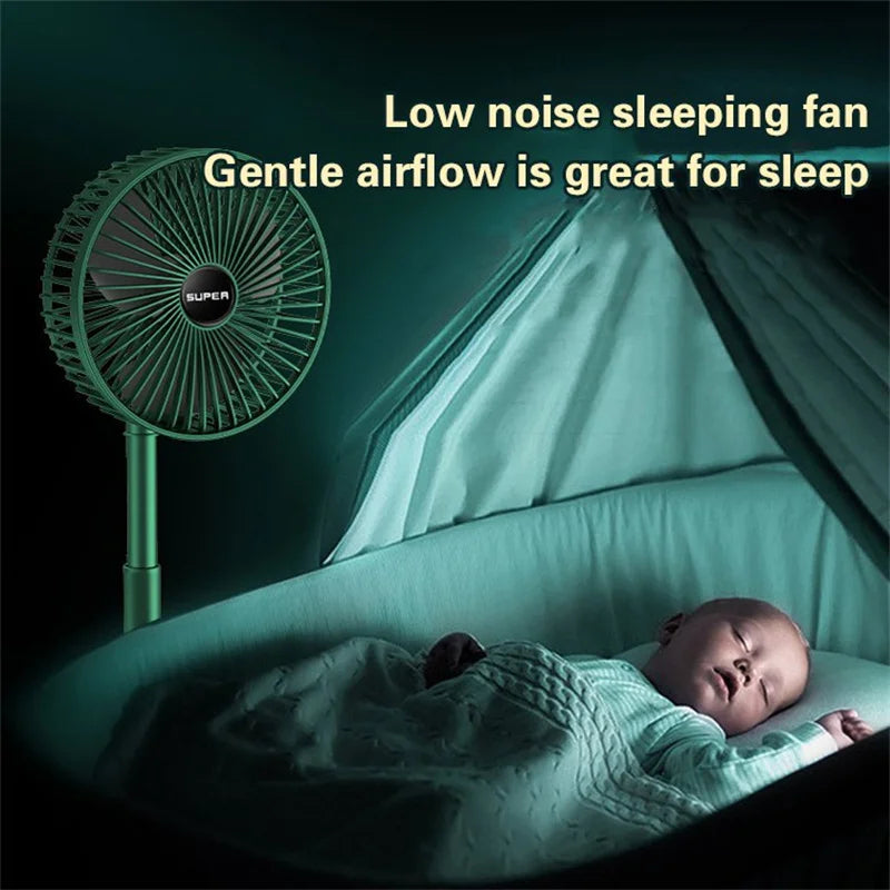 Portable Rechargeable Table Fan  | 3 Speeds Adjustable Height