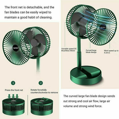 Portable Rechargeable Table Fan  | 3 Speeds Adjustable Height