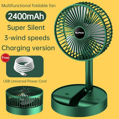 Portable Rechargeable Table Fan  | 3 Speeds Adjustable Height